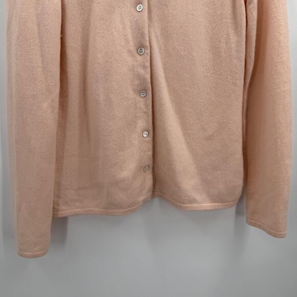 Sutton Studio Cardigan Sweater Womens Medium Pink 100% Cashmere Button Front - Picture 3 of 11